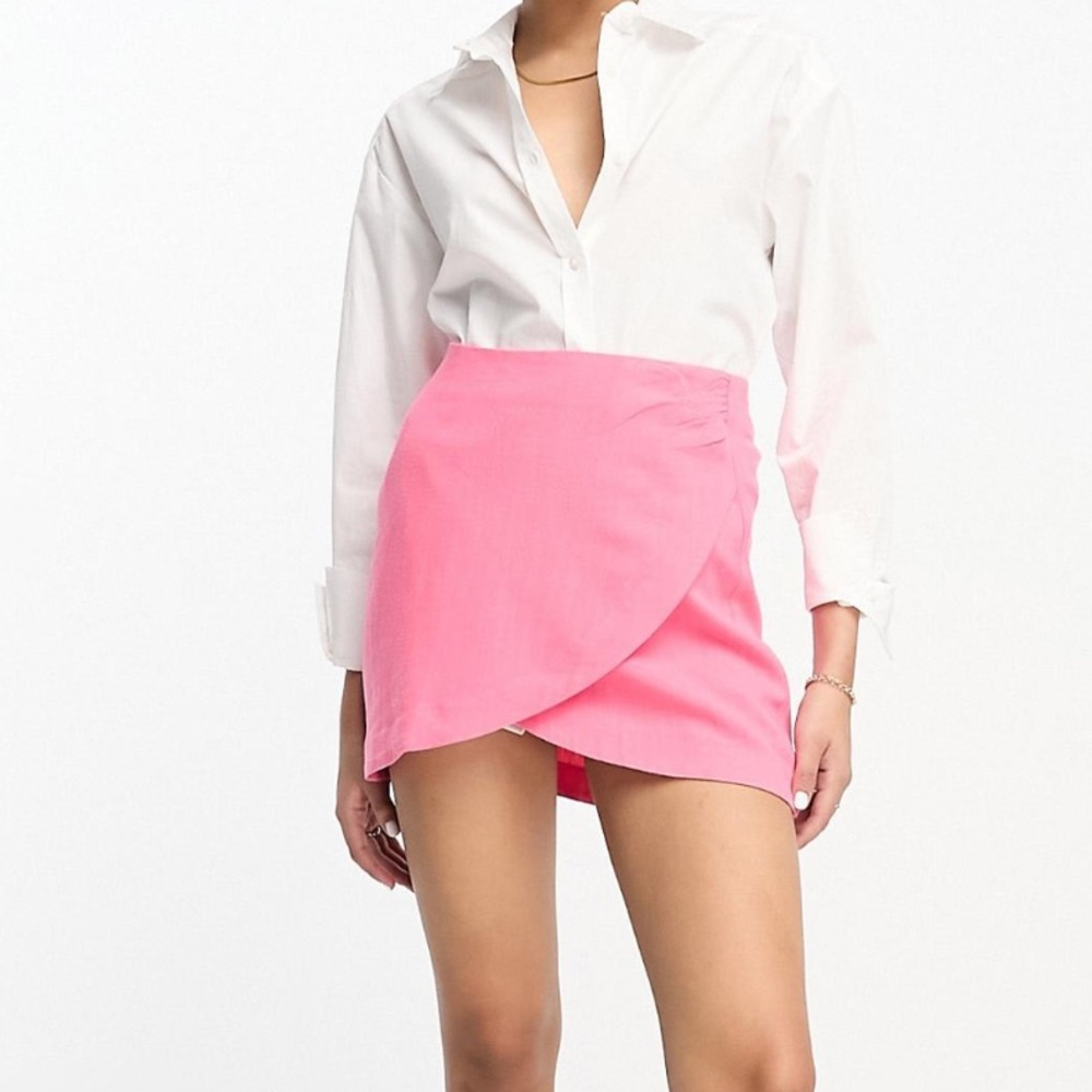 ASOS linen wrap front mini skirt